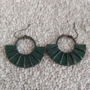 Elegant Green Fan Earrings